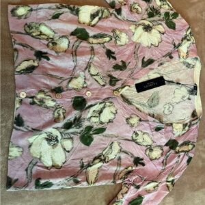 Talbots Pink and Cream Floral Cardigan